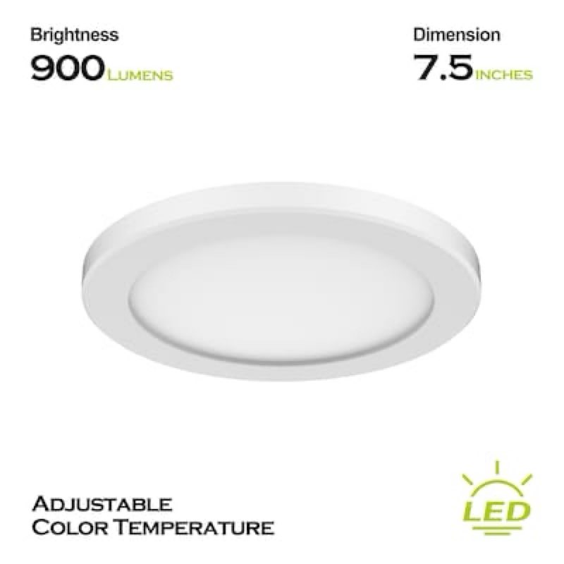 Project Source 7.5-in White Indoor 1 -Light LED Tunable White Flush Mount Light with Plastic Shade Item