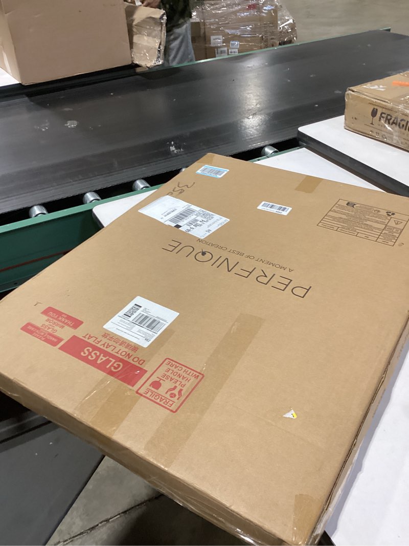 Condition photo showing New/Like New for PERFNIQUE Irregular Wall Mirror Asymmetrical Mirror, 32''x24'' Gold Mirror for Bathroom Bedroom Living Room Entryway, Decorative Modern Boho Decor, Wall Mouted(Gold, 32''x24'') Gold 32"L x 24"W