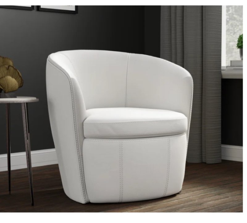 azurdee top grain 100% genuine italian leather swivel barrel chair