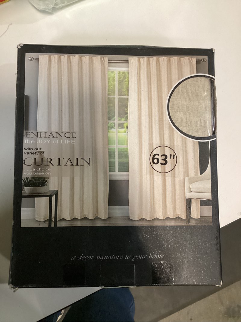 Condition photo showing New/Like New for HOMIDATE Flax Linen Curtain Panels 63 Inch - Natural Set of 2, Lightweight Drapes Curtain for Windows, 50x63 Inch Cotton Linen Curtains, Breathable & Elegant Window Treatments 50"W x 63"L (Pack of 2) Natural Linen