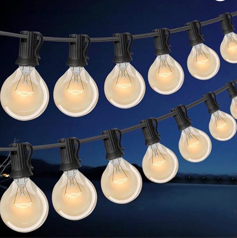  100FT G40 Outdoor String Lights with 100 Glass Edison Bulbs (4 Spare), 4W E12 Base Warm Yellow Globe Patio Lights, Waterproof Hanging Incandescent for Backyard Porch Balcony Party Indoor Décor