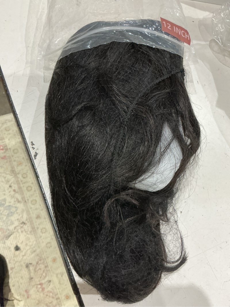 Condition photo showing Good Condition for glueless bob wig human hair pre plucked pre cut 6x4 hd lace closure wigs human hair 150% density wear and go short straight bob wigs for black women 12 inch 12 inch black