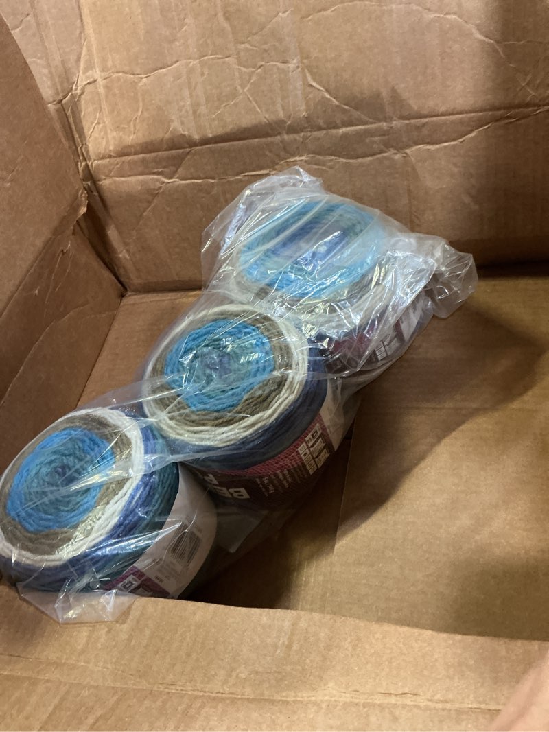 Condition photo showing Good Condition for bernat pop birch bark blue yarn - 3 pack of 141g/5oz - acrylic - 4 medium (worsted) - 280 yards - knitting/crochet birch bark blue 3 pack