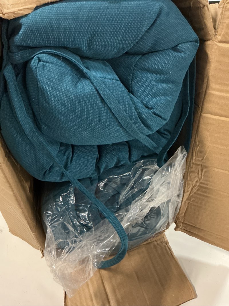Condition photo showing Good Condition for qilloway outdoor chair cushion for patio furniture, waterproof patio cushions set of 2 with ties, fade resistant replacement pads for outdoor rocking chairs,peacock blue