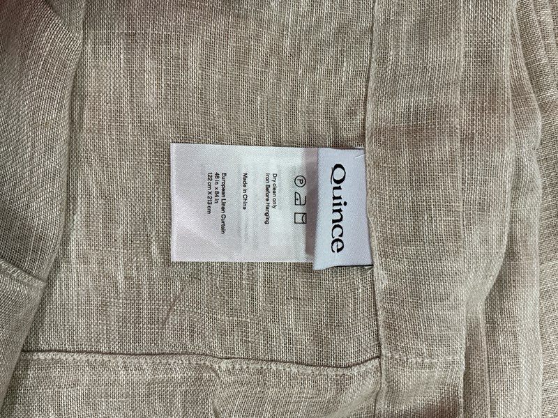 Condition photo showing Good Condition for european linen sheer curtain set, 48x84, flax