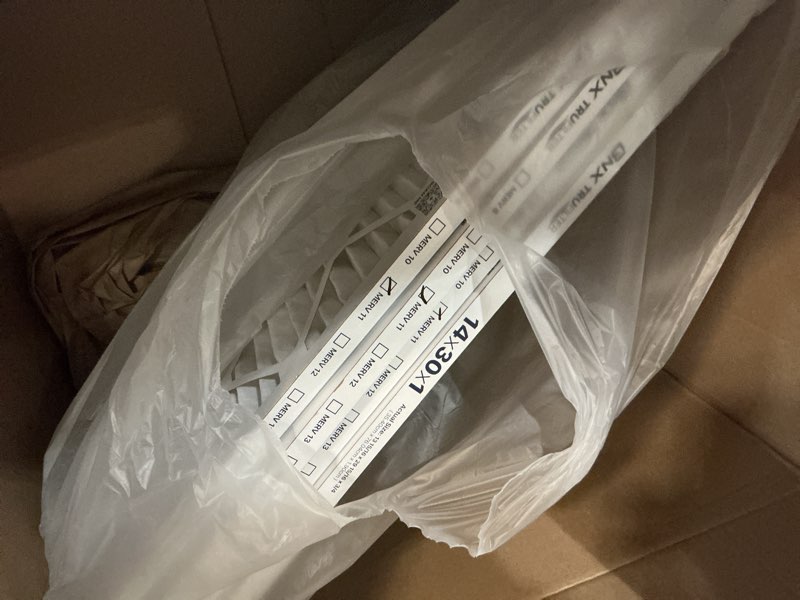 Condition photo showing As Is for bnx trufilter 14x30x1 air filter merv 11 (4-pack) - made in usa - allergen defense electrostatic pleated air conditioner hvac ac furnace filters for allergies, dust, pet, smoke, allergy mpr 1200 fpr 7 14x30x1 4-pack
