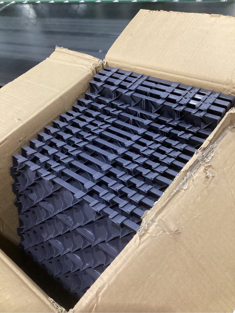 Condition photo showing As Is for skypatio 15 pcs plastic interlocking deck tiles, all-weather outdoor patio flooring tiles for indoor, balcony, porch, backyard, poolside & garden (dark gray) 11.6 × 11.6 inches dark gray