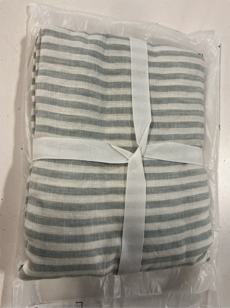 Condition photo showing New/Like New for european linen sham set, king, mist/white stripe