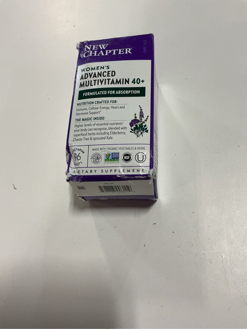 Condition photo showing New/Like New for (Exp.Date 07/2026) New Chapter Women's Multivitamin 40+ Advanced Formula for Heart, Hormone, Immune & Energy Support, Higher Levels of Whole-Food Fermented B Vitamins +D3, Made with Organic Non-GMO Ingredients, 96 Count 96 Count (Pack of 1)