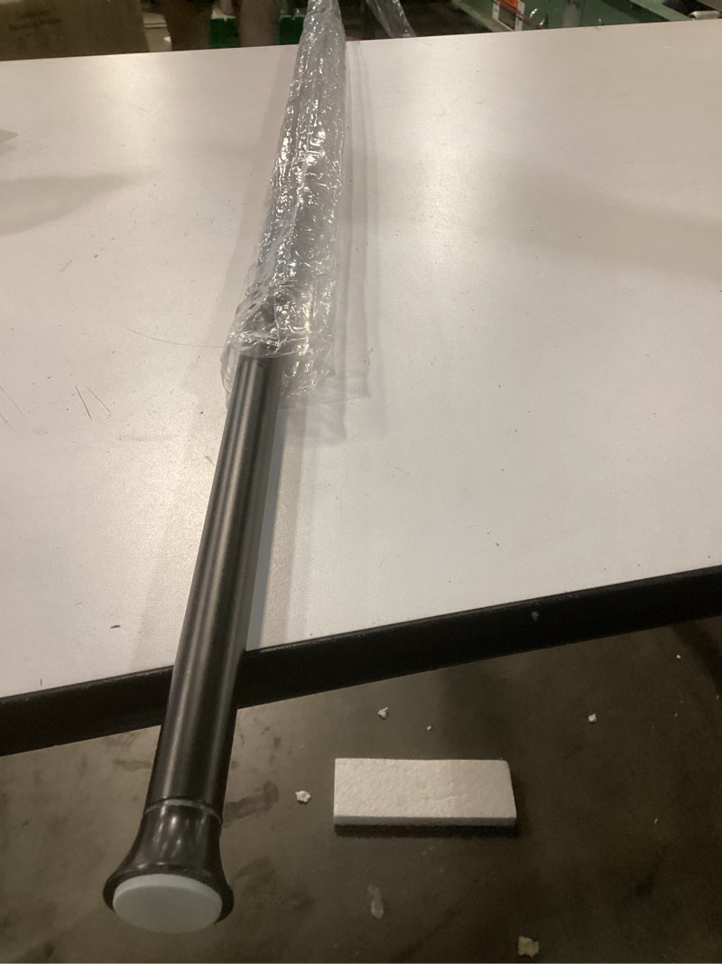 Condition photo showing New/Like New for Amazon Basics Tension Curtain Rod, Adjustable 78-108" Width - Black, Classic Finial Black 78-108" Indoor