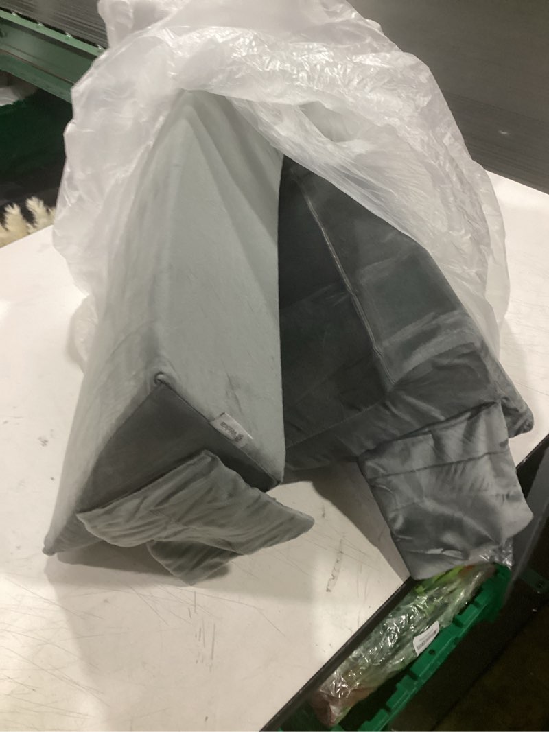 Condition photo showing Good Condition for vekkia queen bed wedge pillow for headboard gap filler(0-5"),high-density foam,prevents pillows & items from falling,ergonomic design,large storage pockets, removable&washable cover,gray,60''x10''x6'' gray queen(60''x10"x6"-large)