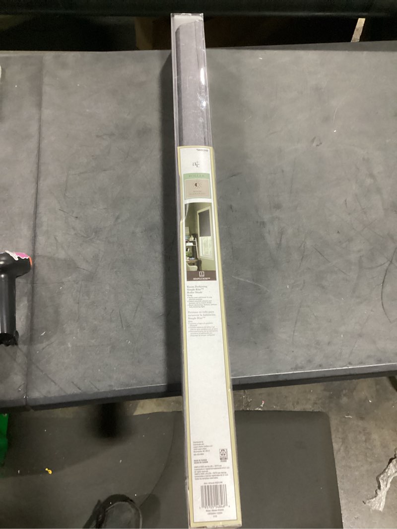 Condition photo showing Good Condition for allen + roth 34-in x 72-in gray room darkening cordless roller shade