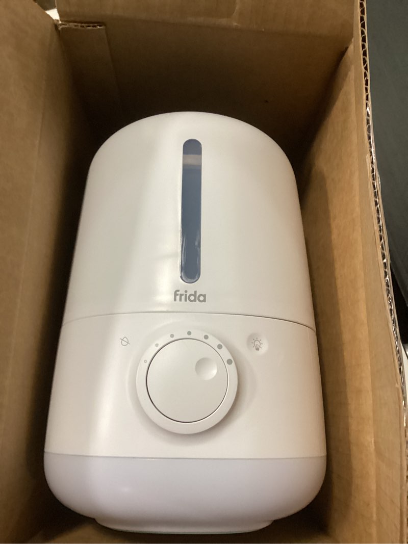 Condition photo showing As Is for frida baby 3-in-1 xl top fill humidifier for bedroom, cold & flu relief, 6l tank cool mist humidifier + diffuser for large rooms, mold resistant, nightlight, auto-off, quiet, essential oil diffuser 1.6 gallon tank