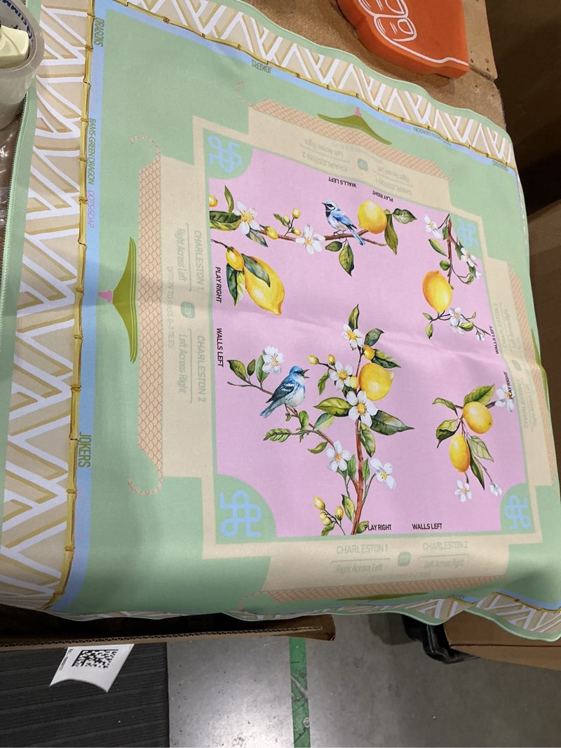 Condition photo showing Good Condition for lemon mahjong mat with rules for table-31.5''x31.5''floral bird american mahjong mat anti-slip neoprene rubber noise reducing,foldable travel game tablecloth for poker card board games dominoes