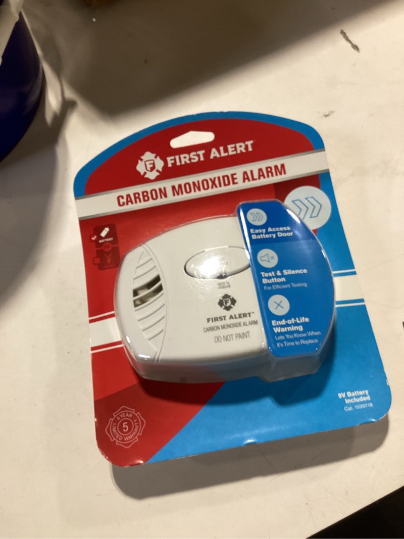 Condition photo showing As Is for Basic CO Alarm w/ 9V Battery