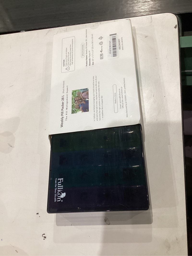 Condition photo showing Good Condition for Extra Large Weekly Pill Organizer 4 Times a Day, Fullicon XXL Large Pill Box, 7 Day Medicine Organizer, Black Pill case for Vitamin/Fish Oil/Supplements Multicolor