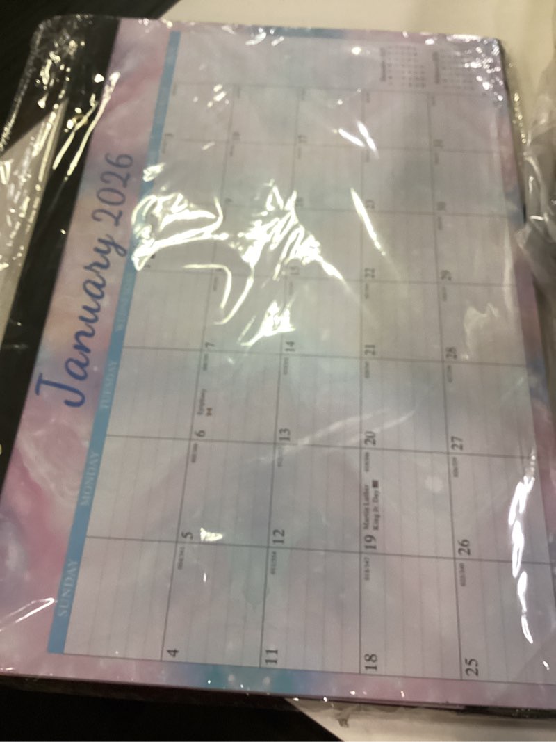 Condition photo showing New/Like New for 5PACK 2026 desk calendar 17x12 Inch-Wall & Desk Planner Dual-Use Design,18-Month Use, clear plastic cover Colorful(Jan 2026 - June 2027) 5