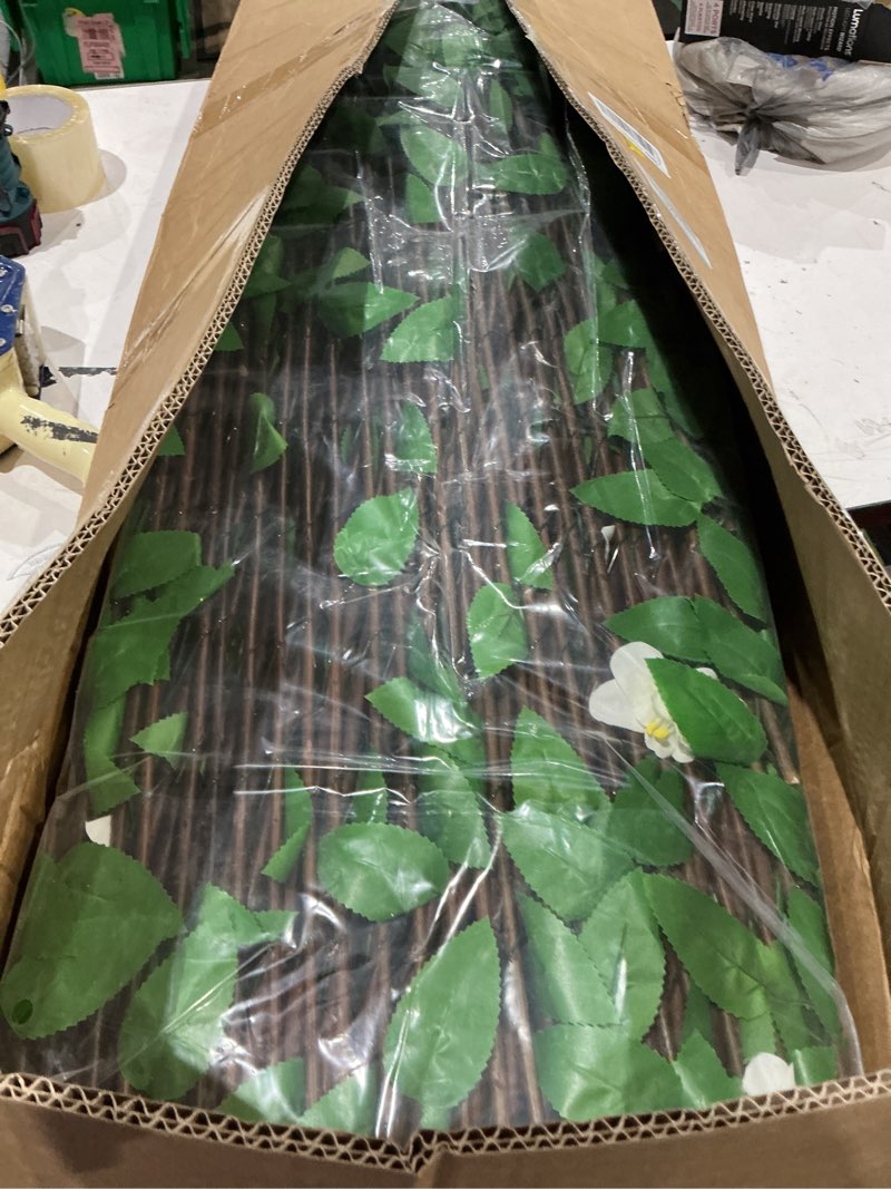 Condition photo showing Good Condition for glant expandable fence privacy screen for balcony patio outdoor,decorative faux ivy fencing panel,artificial hedges (single sided leaves) (4, green-flowers) 4 green-flowers