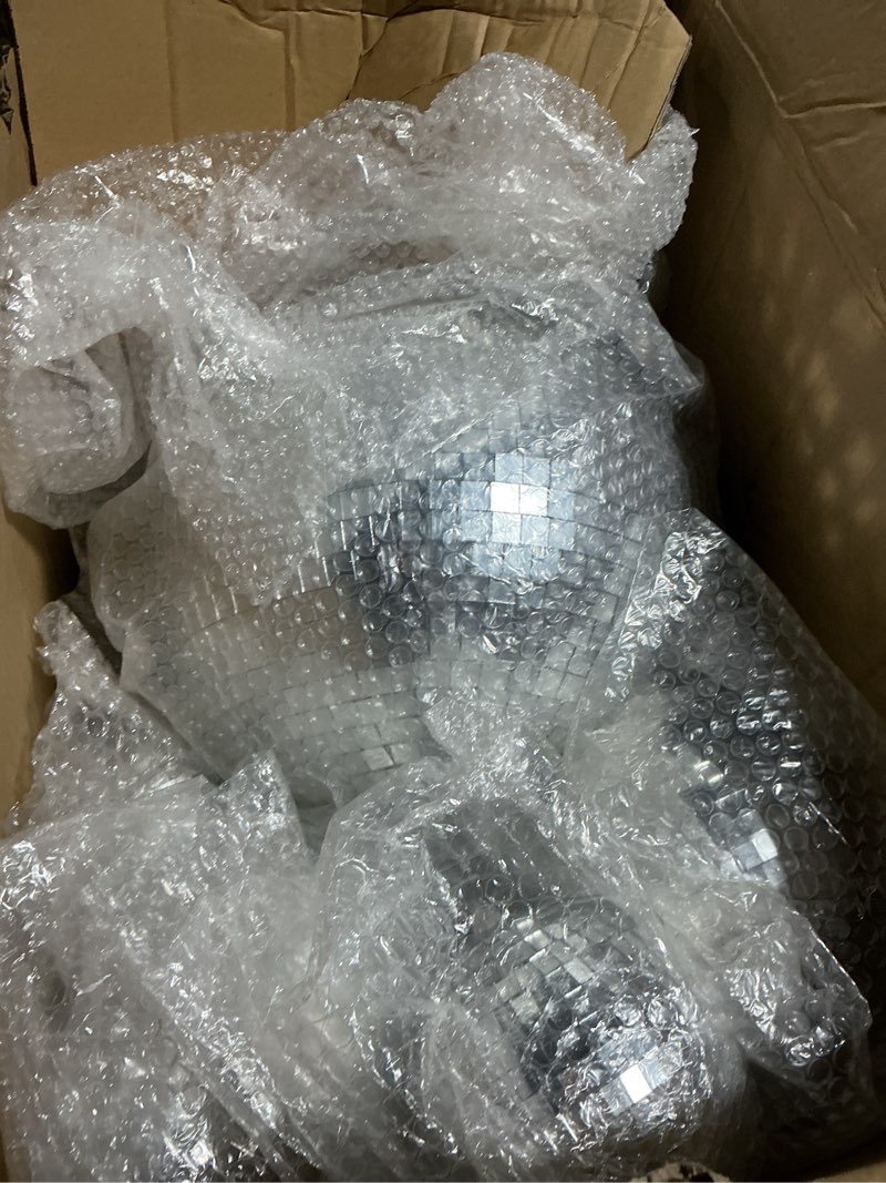 Condition photo showing Good Condition for Libima 12 Pack Large Christmas Disco Ball Decoration Different Sizes Silver Mirror Hang Disco Ball Ornaments for Christmas Tree Birthday Wedding Holiday Party Favors Prom Props(12'', 8'', 6'', 4'')