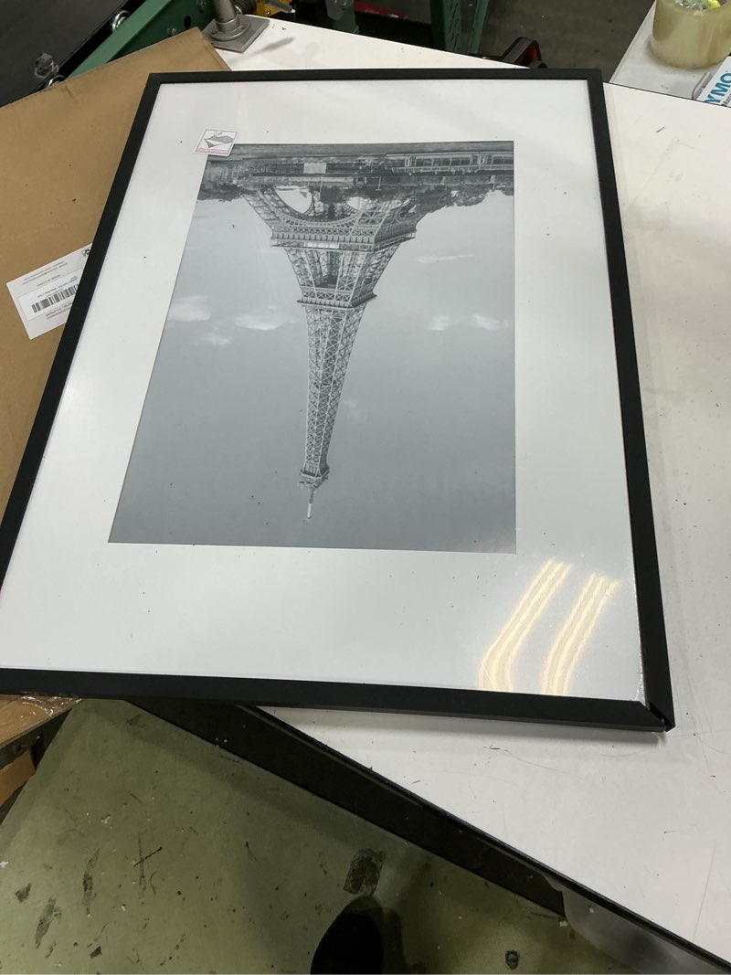 Condition photo showing As Is for upsimples 19x27 poster frame, display pictures 13x19 with mat or 19 x 27 without, wall hanging puzzle frames, black, 1 pack black 19x27