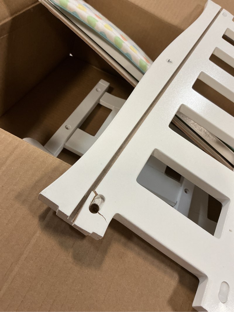 Condition photo showing As Is for Melissa & Doug Mine to Love Wooden Play Cradle for Dolls, Stuffed Animals - White