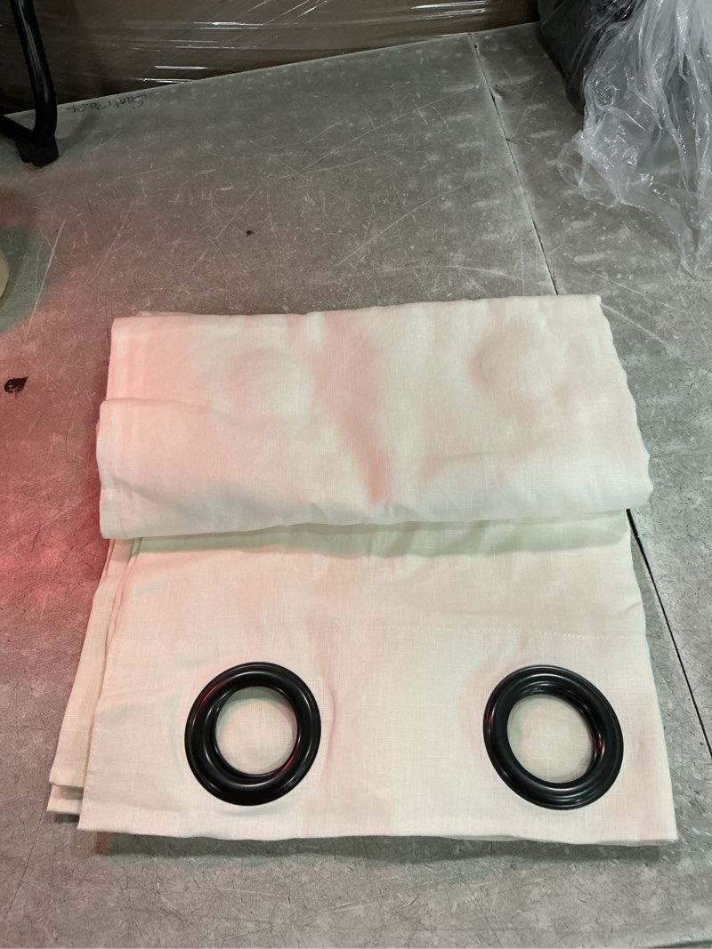 Condition photo showing Good Condition for european linen grommet curtain, 48x84, ivory