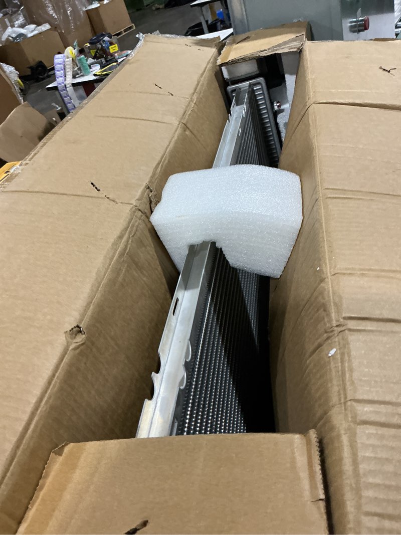 Condition photo showing As Is for dwvo 34 inch core radiator compatible with chevy silverado suburban tahoe, fit for cadillac avalanche escalade gmc yukon sierra hummer h2 4.3l 4.8l 5.3l 6.0l 6.2l cu2423 34" 99-13 silverado 1500 2500 w/o eoc