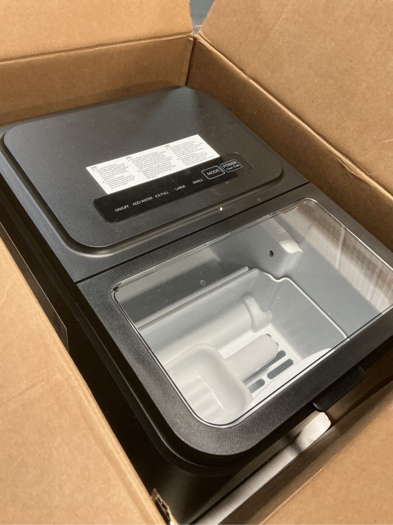 Condition photo showing Good Condition for silonn ice maker countertop, 8 ice cubes in 6 mins, 26.5 lbs/24h, 2 bullet ice sizes, self-cleaning bullet ice maker, portable ice machine for kitchen, party, office, and rv camping ebony 26.5 lbs
