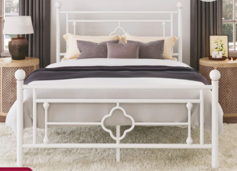 Ajayceon Metal Platform Bed Frame With Vintage-Style Headboard And Footboard full