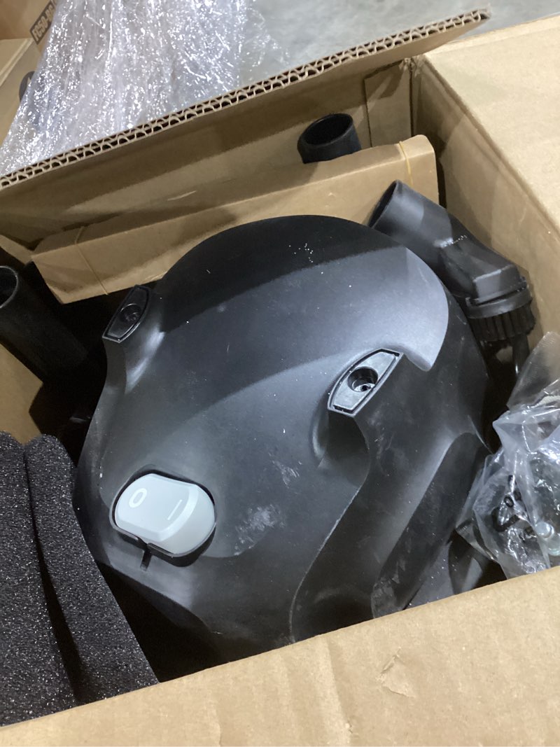 Condition photo showing As Is for basics wet dry shop vacuum cleaner, 4 gallon, 3 hp stainless steel, grey/black