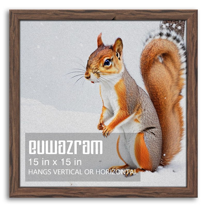 euwazram Rustic Walnut 15x15 Frame - Single Frame, 15 x 15 Poster Frame for Artwork, Puzzles, Photos