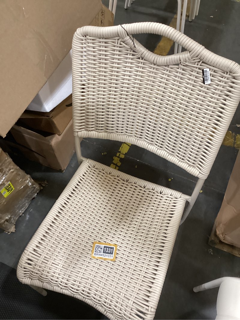 Condition photo showing Good Condition for monochromatic rope armless patio dining stack chair beige -