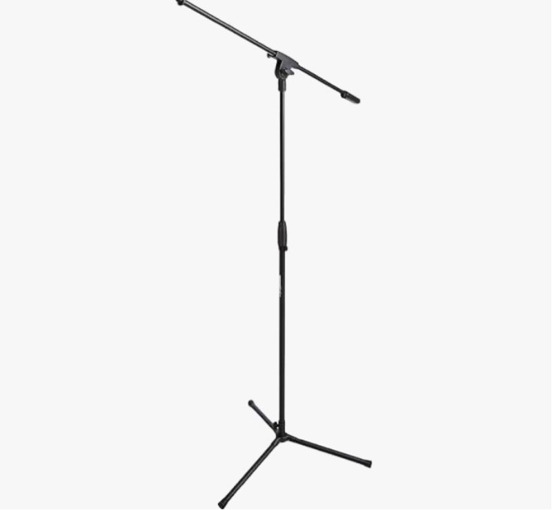 amazon basics sturdy portable microphone boom arm stand, height adjustable with cable management, fo