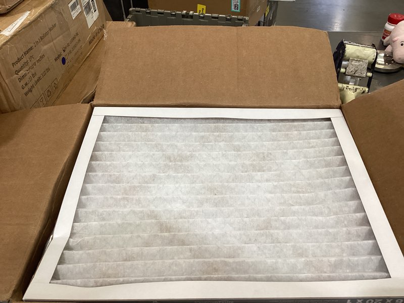Condition photo showing New/Like New for amazon basics 16x20x1 air filter 6-pack, merv 8 ac furnace filters, allergy control, removes dust, lint and pollen, electrostatic (actual size: 15.75" x 19.75" x 0.75")