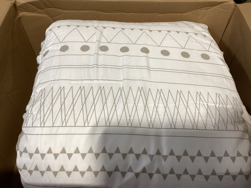 wongs bedding boho comforter set queen,7 pieces white grey geometric bed in a bag comforter bohemian