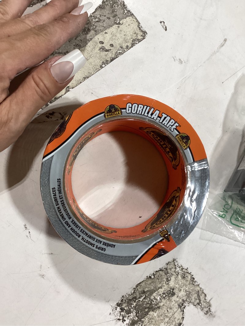 Condition photo showing New/Like New for gorilla tape, 1.88 in x 10 yd, silver (pack of 1) - duct, utility, triple layer strength, indoor & outdoor, weather resistant shell 1 - pack