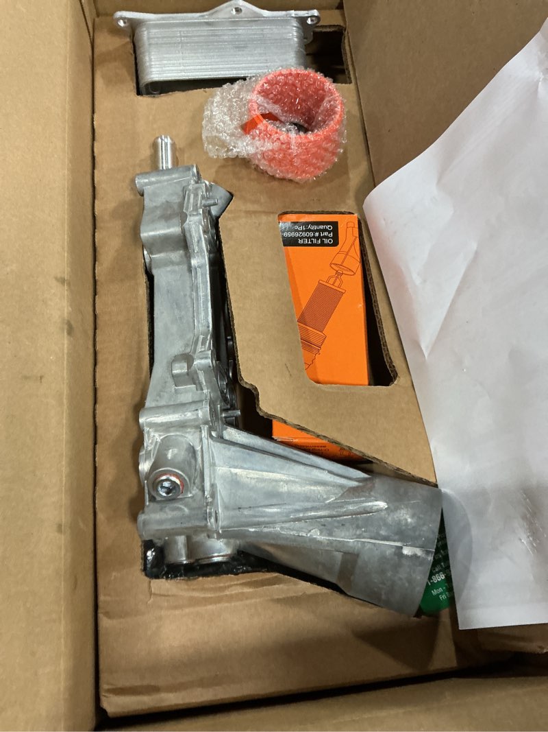 Condition photo showing New/Like New for dorman 926-959 patented upgraded aluminum engine oil filter housing with oil cooler and filter compatible with select models (oe fix)