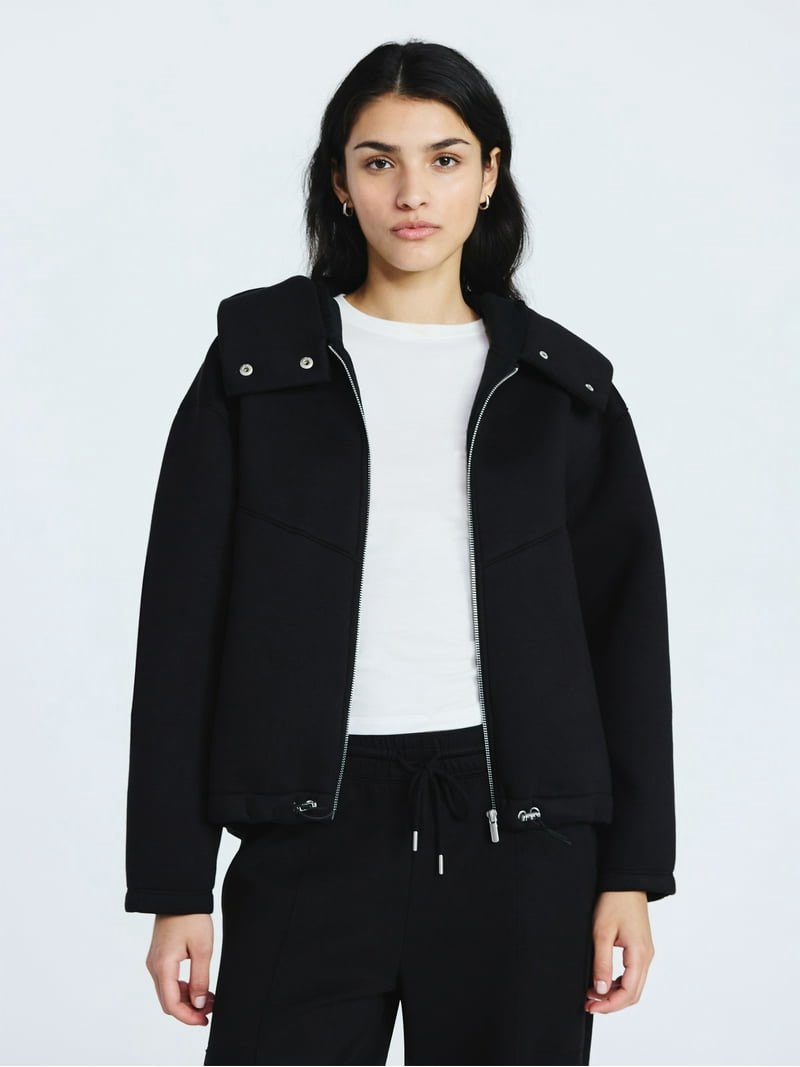 ((Size M))Scoop Women's and Women's Plus Neoprene Fleece Oversized Jacket with Hood