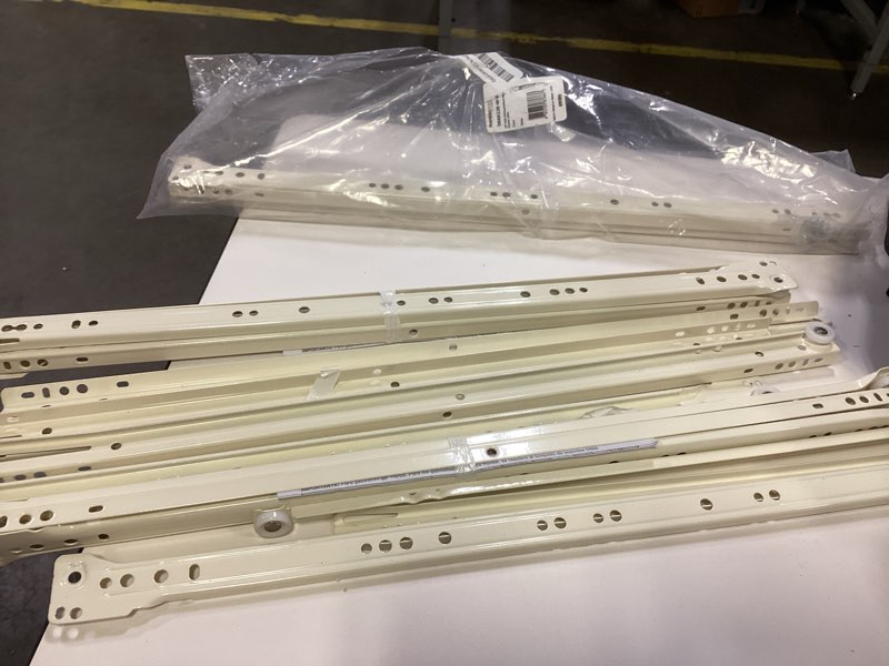 Condition photo showing As Is for Franklin Brass (10-Pack) Self-Closing 22" Drawer Slides Bottom Mount, 5-Pairs (10-Pieces) Cabinet Drawer Slides, 50lb Capacity White Kitchen Drawer Slides D68822K-W-B