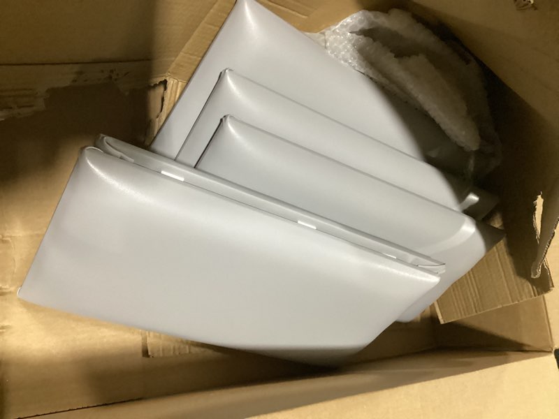 Condition photo showing Good Condition for 3d anti-collision wall padding for kids, grey peel and stick headboard pack of 6 panels sized 7.8" x 15.7", self-adhesive panels for bedroom/living room upholstered wall 7.8 in (w) x 15.7 in (l)-6 pack gray