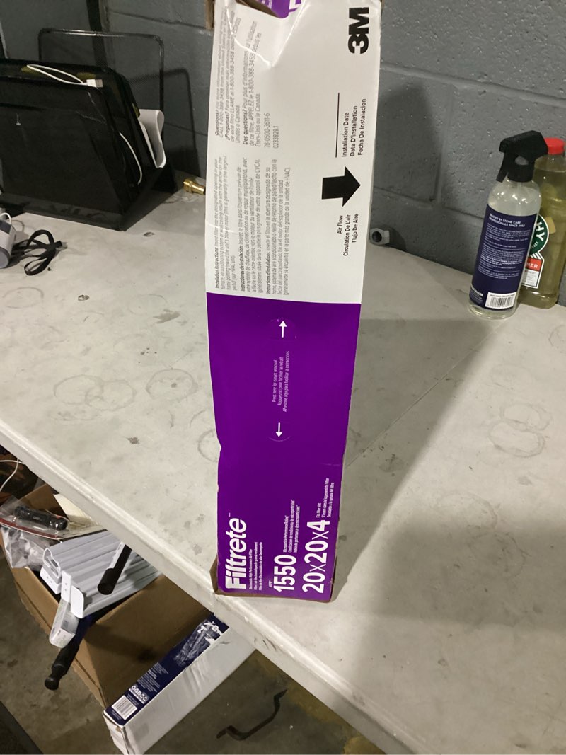 Condition photo showing Good Condition for filtrete 20 x 20 x 4 merv 12 1550 mpr allergen, bacteria and virus electrostatic pleated air filter