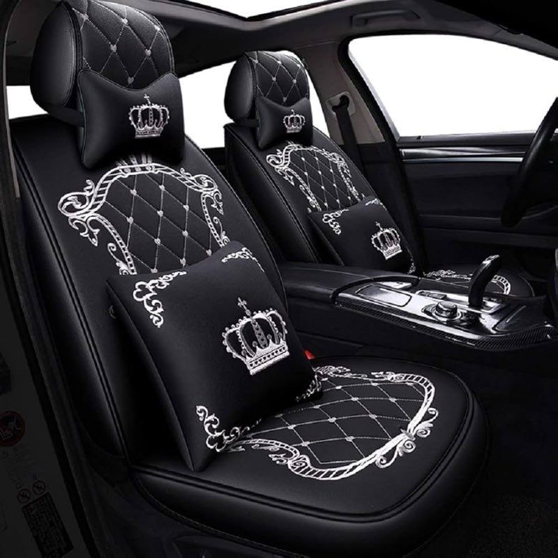 Skysep Crown Full Set Universal Fit 5 Seats Car Surrounded Waterproof Leather Car Seat Covers Protec
