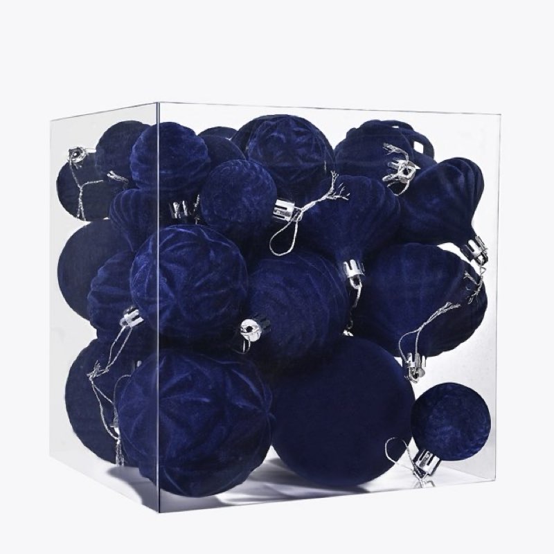 velvet ornaments for christmas tree, 36pcs flocked ornaments ball for christmas tree decorations, ch