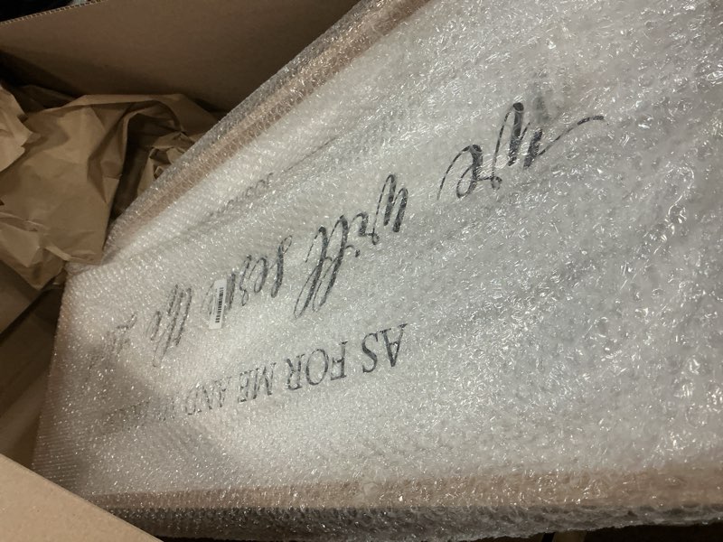 Condition photo showing Good Condition for As for Me and My House We Will Serve the Lord Wall Art – 40x15 Inch Framed Christian Scripture Sign, Joshua 24:15 Wooden Bible Verse Wall Decor for Home Entryway Living Room, Wood Natural Frame 40" x 15" As for Me and My House We Will Serve the Lord