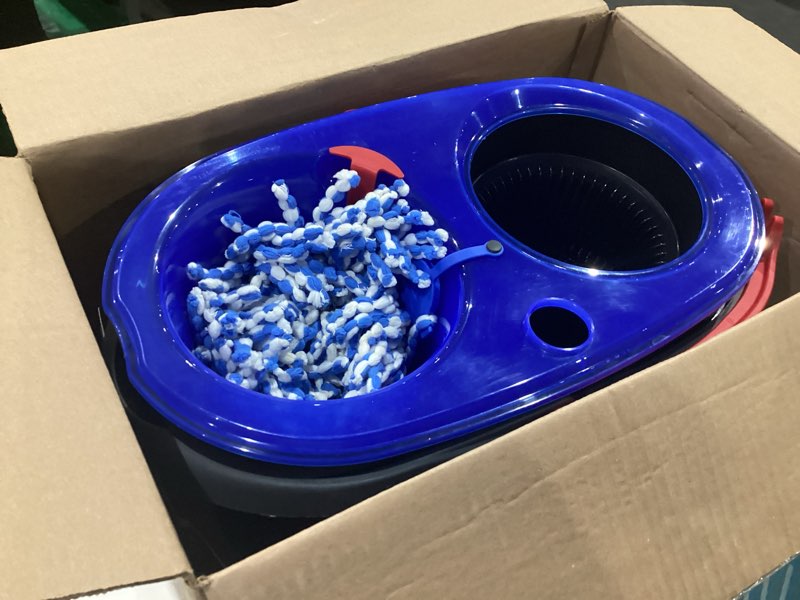 Condition photo showing As Is for o-cedar rinseclean spin mop & bucket system | clean with clean water | removes 99% of bacteria
