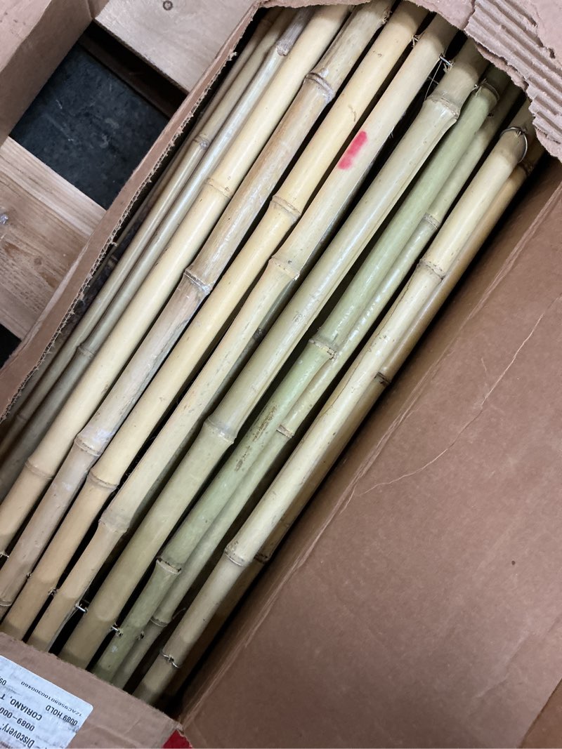 Condition photo showing As Is for Backyard X-Scapes Natural Bamboo Fencing Decorative Rolled Fence Panel 0.75 in D x 6 ft H x 8 ft L Natural 0.75 in D x 72 in H x 96 in L Fence Panel