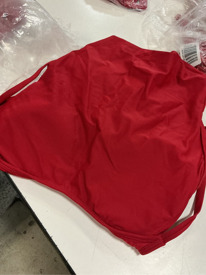Condition photo showing As Is for italian cami one-piece swimsuit, l, cherry