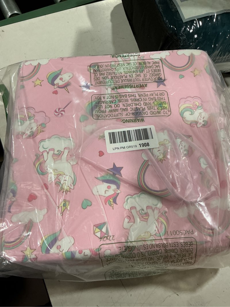 Condition photo showing Good Condition for booster seat for kitchen chair with backrest & 4 adjustable straps, tpu waterproof & anti-scratch toddler booster seat for dining table, removable & non-slip(unicorn) pink-unicorn