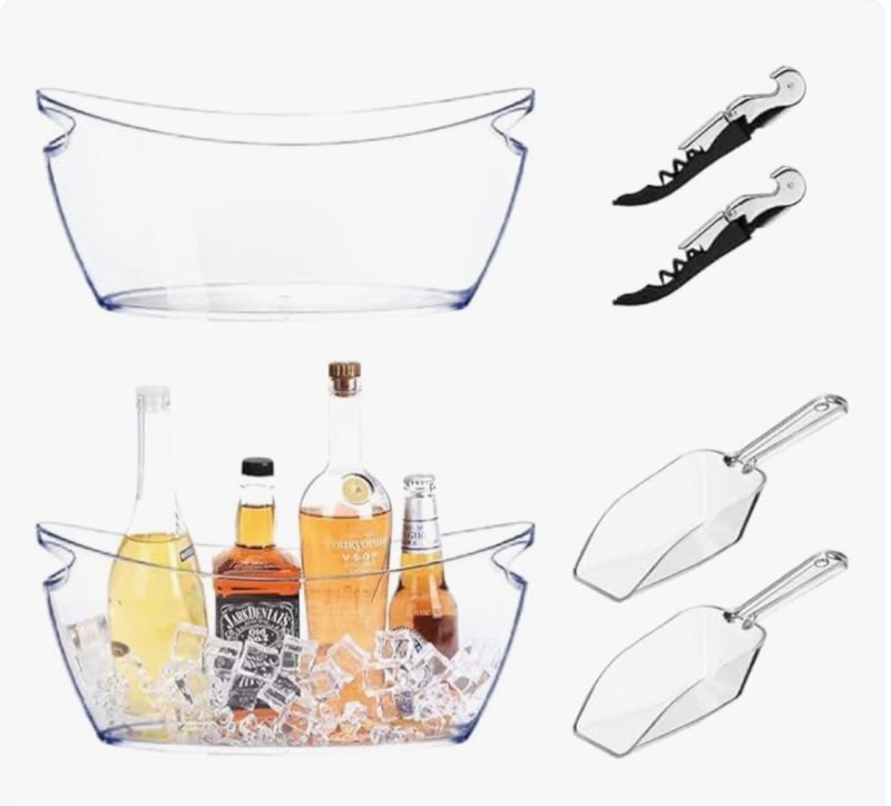 ice buckets for parties, 2 pcs clear acrylic ice bucket bowls, 5.5l champagne wine bucket with scoop