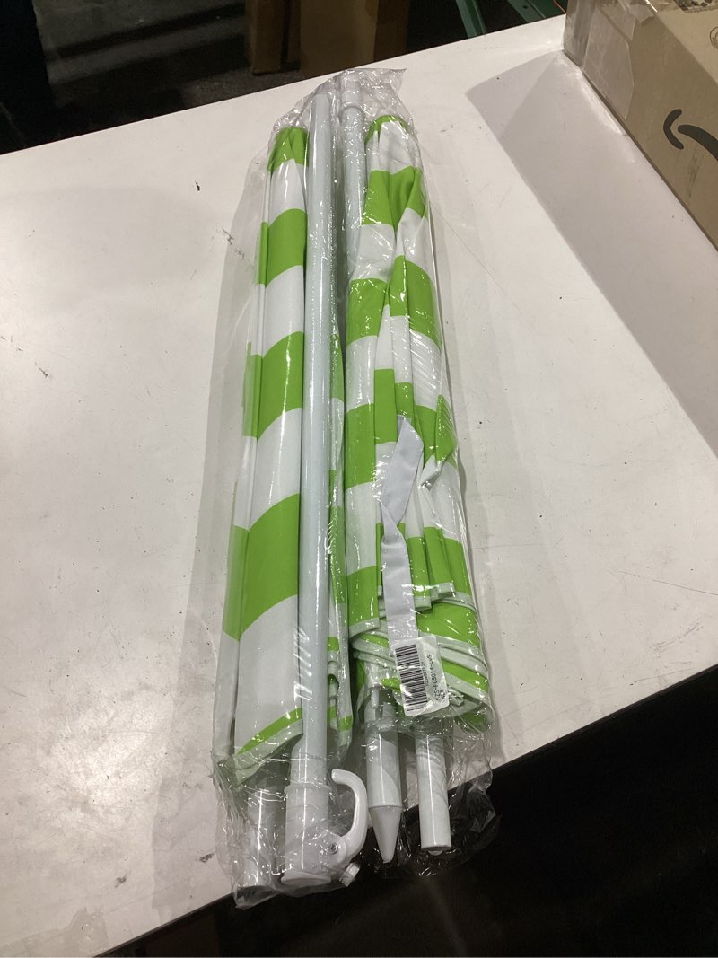 Condition photo showing New/Like New for beach umbrella for kids water table & picnic table shade, heavy-duty children's portable outdoor umbrella, 47 inch uv protection for sand play, camping, garden and beach. green green umbrella